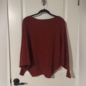 M - Metallic Red Sparkle Blouse – Made in Italy (Size S)